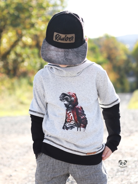 Kuschel Jersey melange - Konfetti - weiss